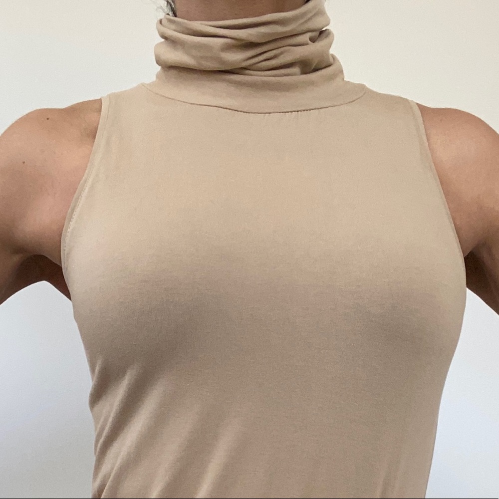 ZARA Sleeveless Turtleneck in Nude Tan, Size M